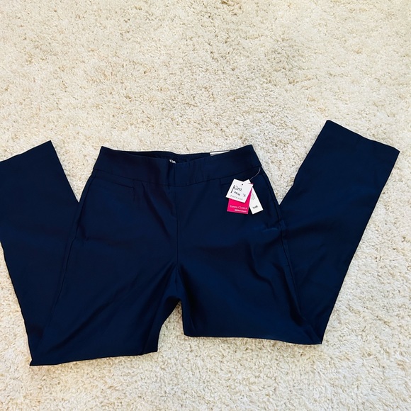 NWT Kim Rogers Pull-On with Tummy Control Navy Pants Size 12 PR Petite Reg - Picture 2 of 7